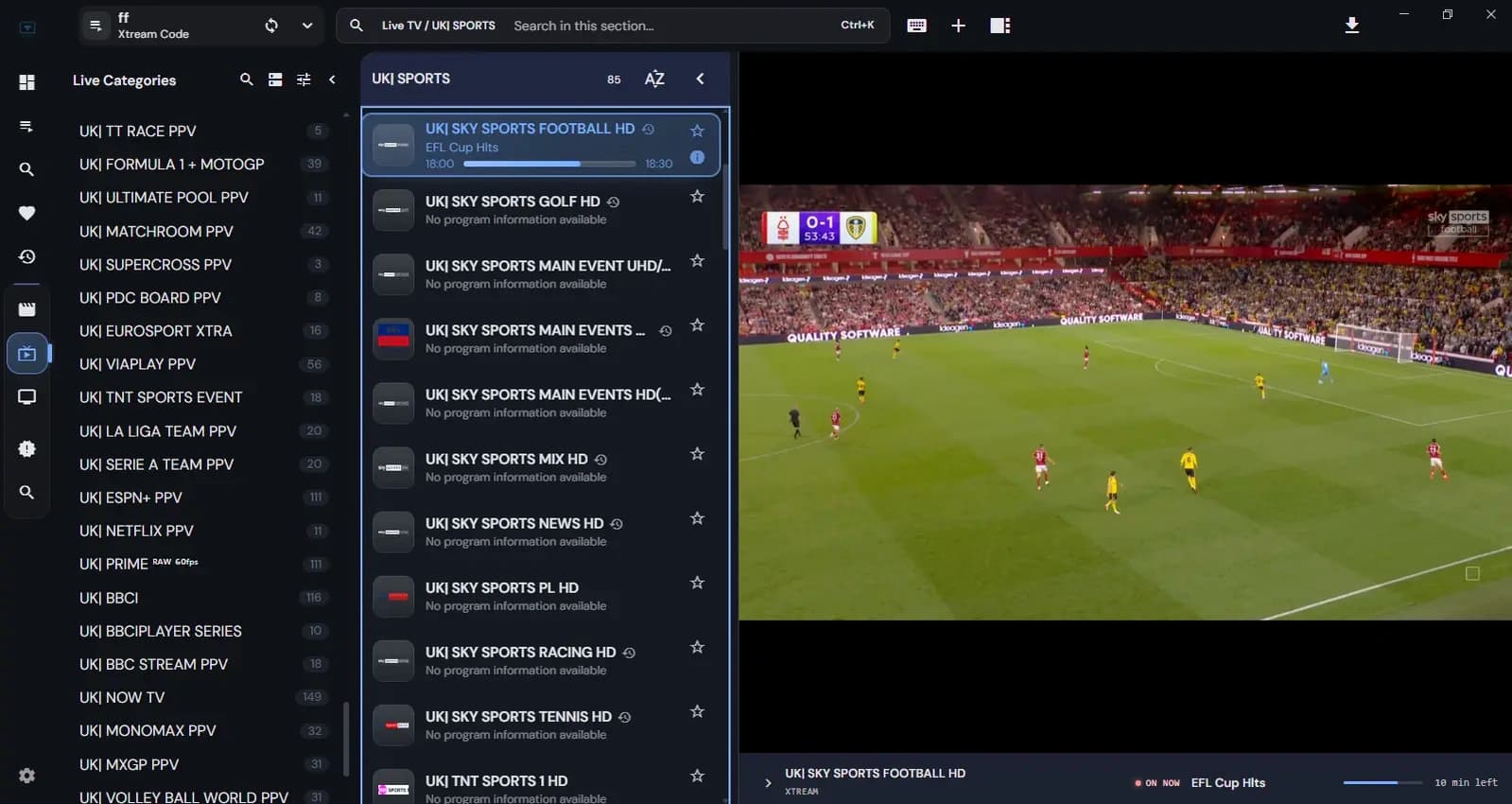 IPTV Map Premier League Live Sports IPTV Map Live Premier League & Sky Sports Football 4K 60FPS Player Interface