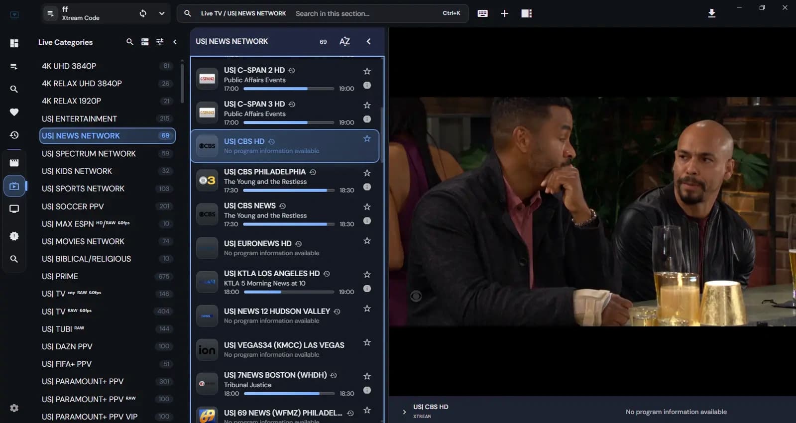 IPTV Map Prime Time Entertainment IPTV Map Prime Time US Entertainment & Drama Channels Interface in 1080p Full HD
