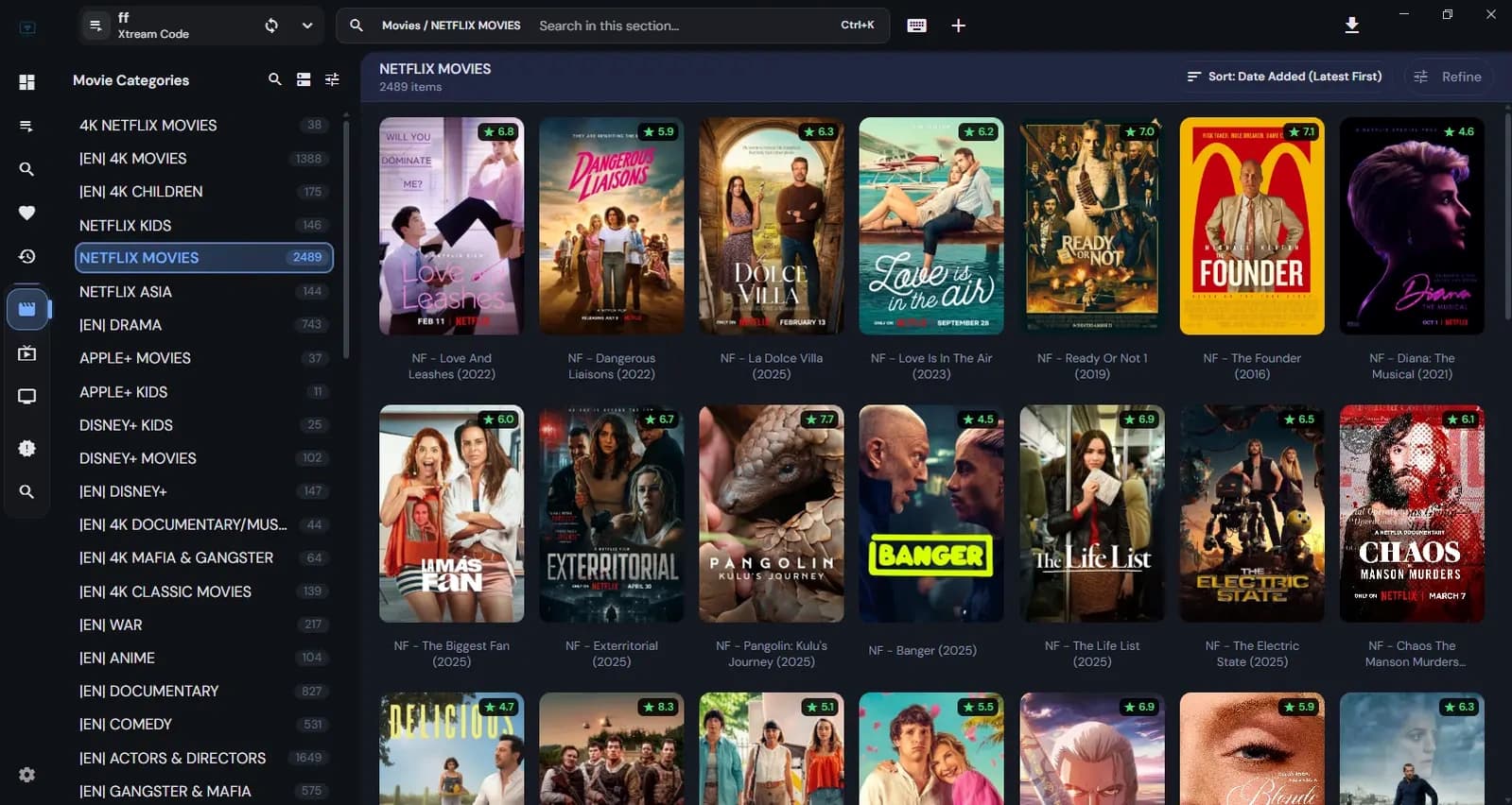 IPTV Map VOD Movies Interface IPTV Map 4K VOD and Movies Library Player Interface with IMDB Ratings